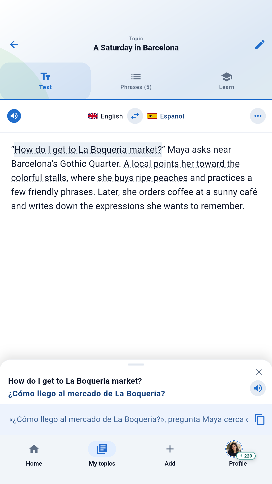 See phrases in context with translation and audio