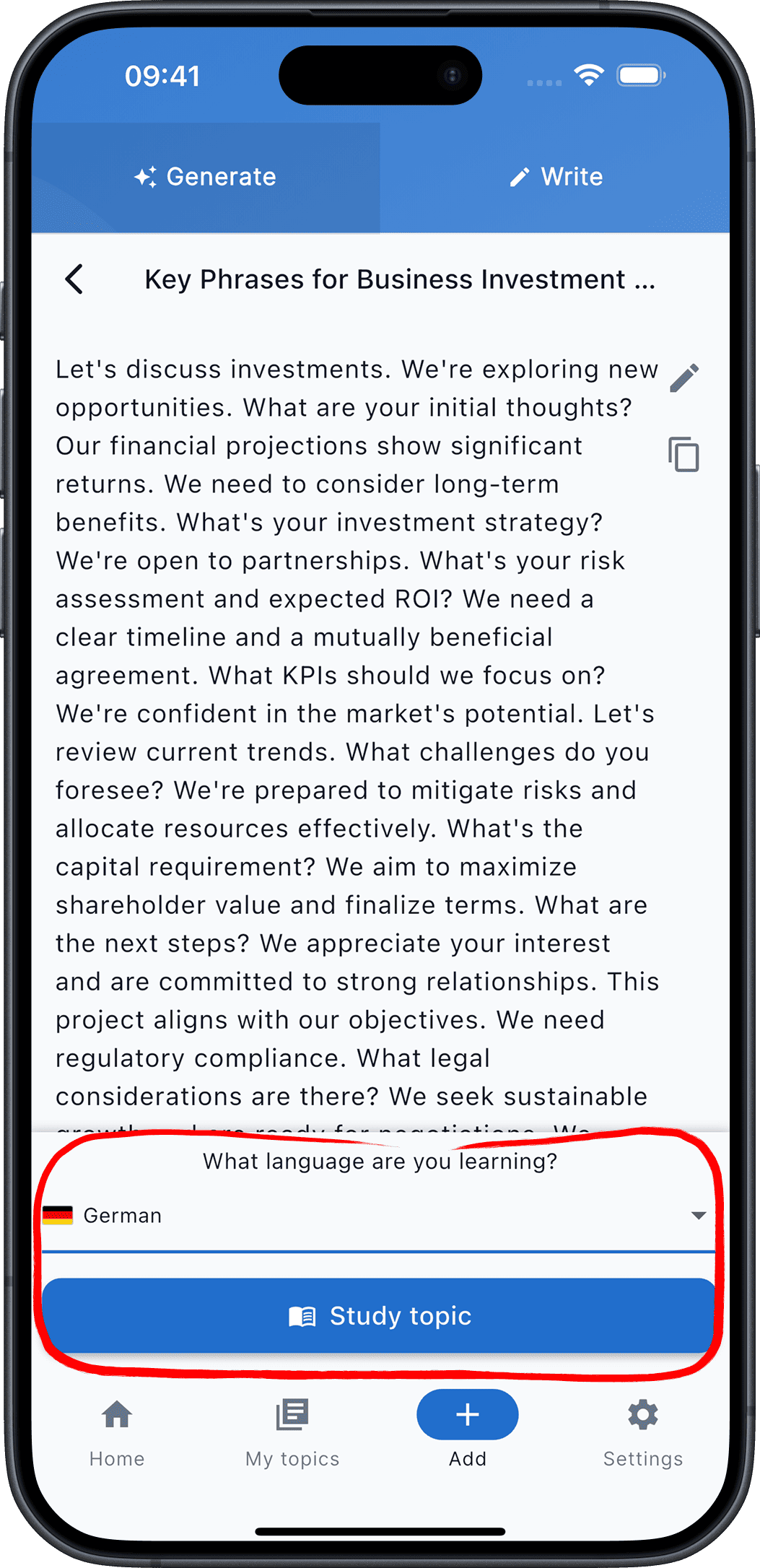 Select a language and get ready-made material